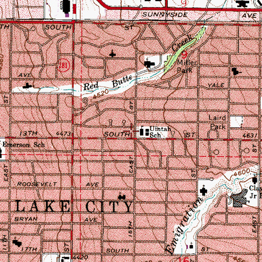 Topographic Map of Uintah School, UT