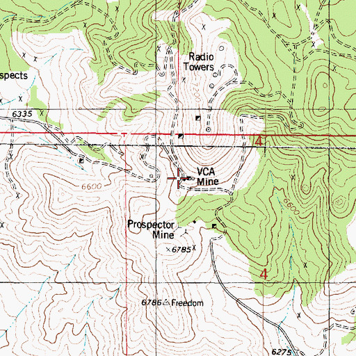Topographic Map of VCA Mine, UT