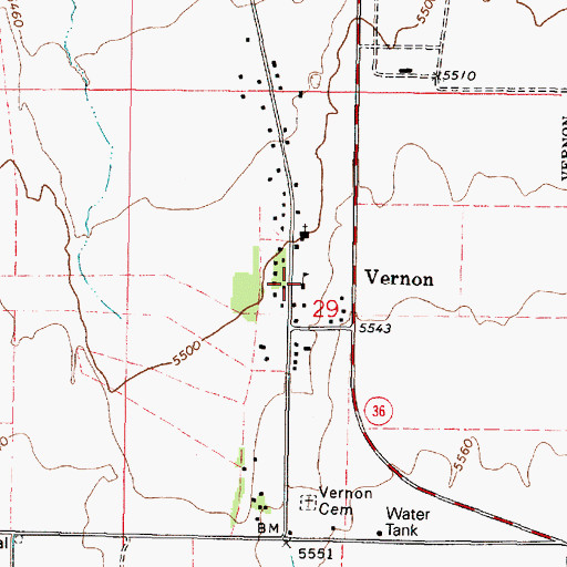 Topographic Map of Vernon Elementary School, UT