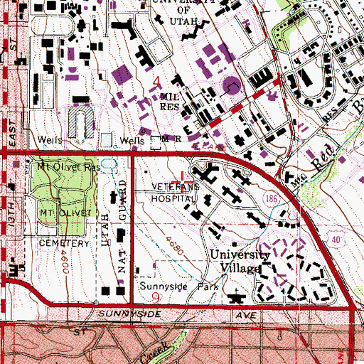 Topographic Map of George E Wahlen Department of Veterans Affairs Medical Center, UT