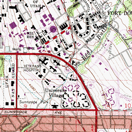 Topographic Map of Veterans Administration Hospital Heliport, UT