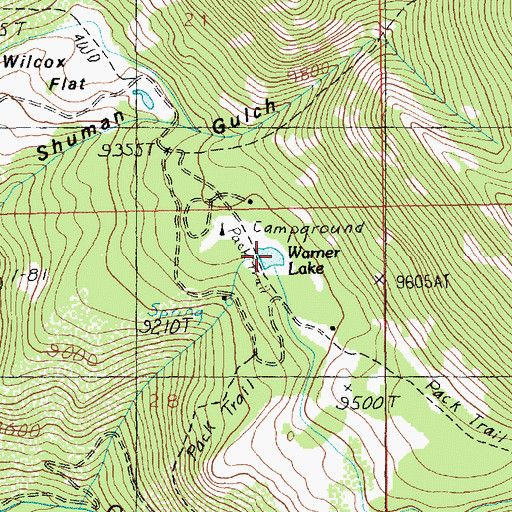 Topographic Map of Warner Lake, UT