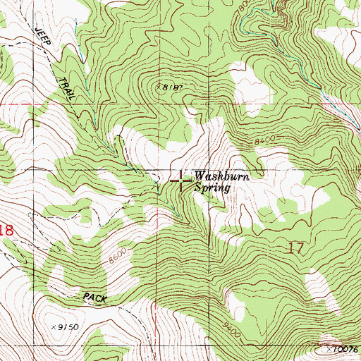 Topographic Map of Washburn Spring, UT