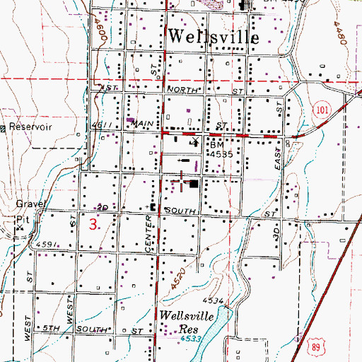 Topographic Map of Wellsville Elementary School, UT