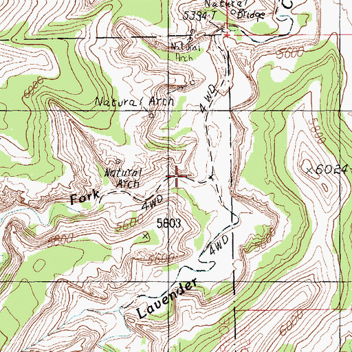 Topographic Map of West Fork Lavender Creek, UT