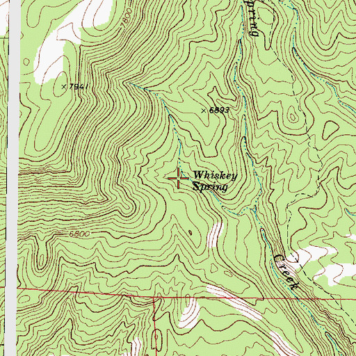 Topographic Map of Whiskey Spring, UT