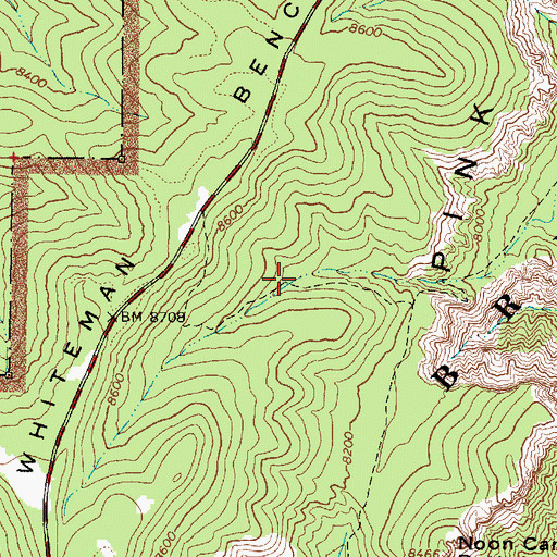 Topographic Map of Whiteman Connecting Trail, UT