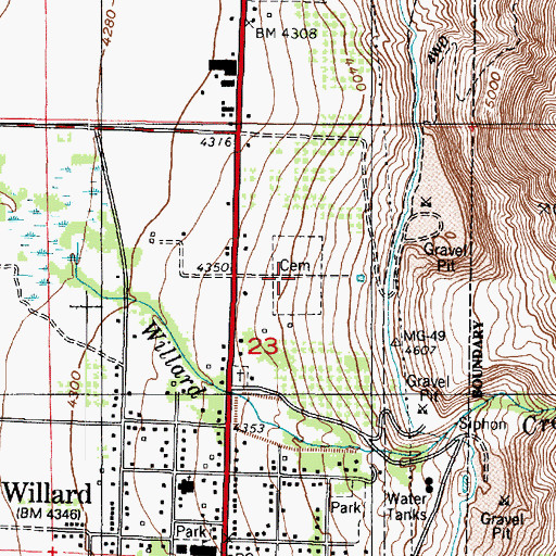 Topographic Map of Willard City Cemetery, UT