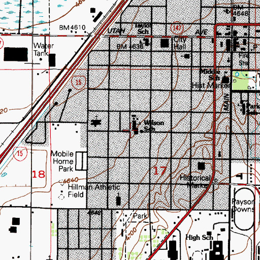 Topographic Map of Wilson Elementary School, UT