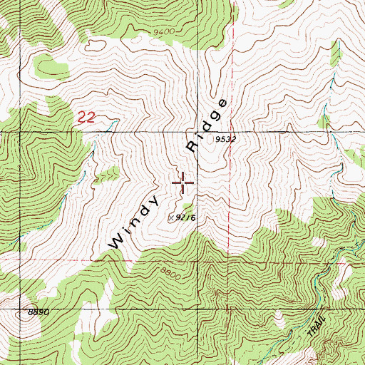 Topographic Map of Windy Ridge, UT