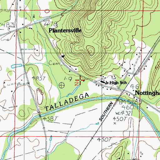 Topographic Map of New Light School (historical), AL