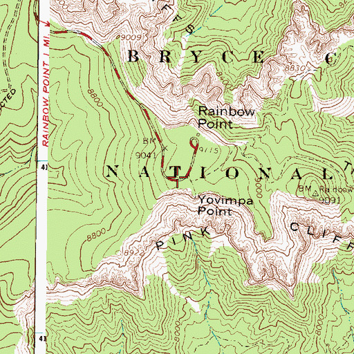 Topographic Map of Yovimpa Point Overlook, UT