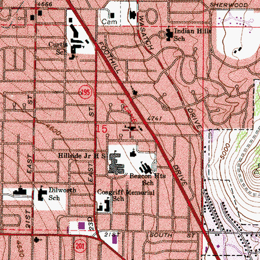 Topographic Map of All Saints Episcopal Church, UT