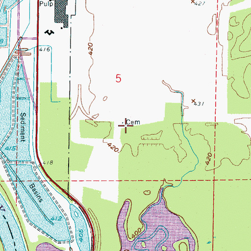 Topographic Map of Nicholls Cemetery, AL