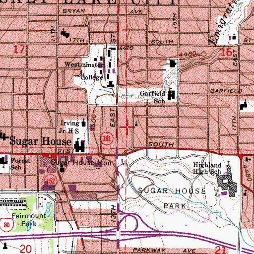 Topographic Map of Bethel Baptist Church, UT