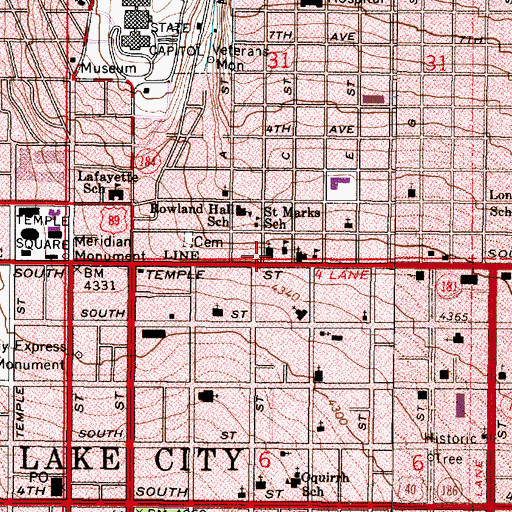 Topographic Map of Cathedral of the Madeleine, UT