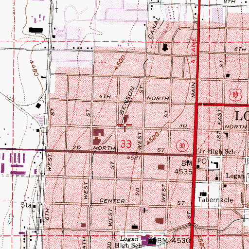 Topographic Map of Church of Christ, UT