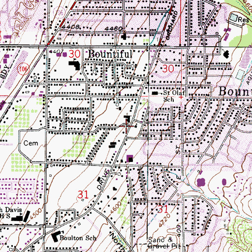 Topographic Map of First Baptist Church, UT