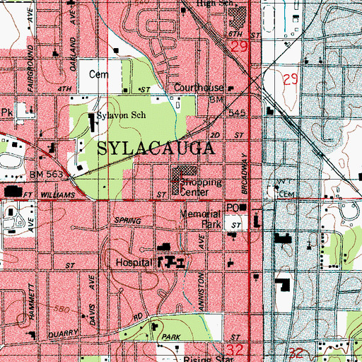 Topographic Map of Ogletree Plaza Shopping Center, AL