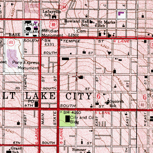 Topographic Map of First United Methodist Church, UT