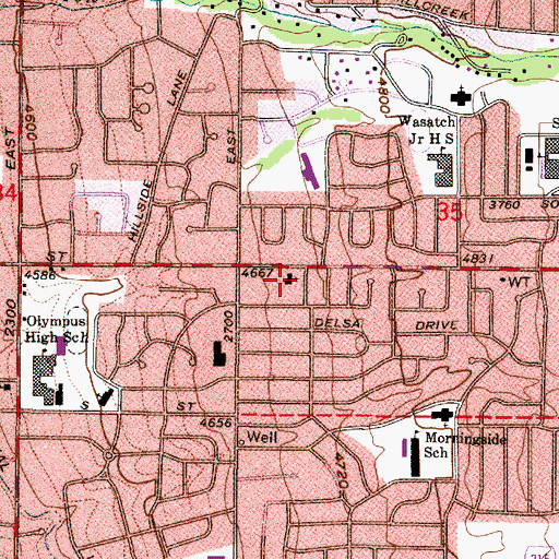 Topographic Map of Holladay Baptist Church, UT