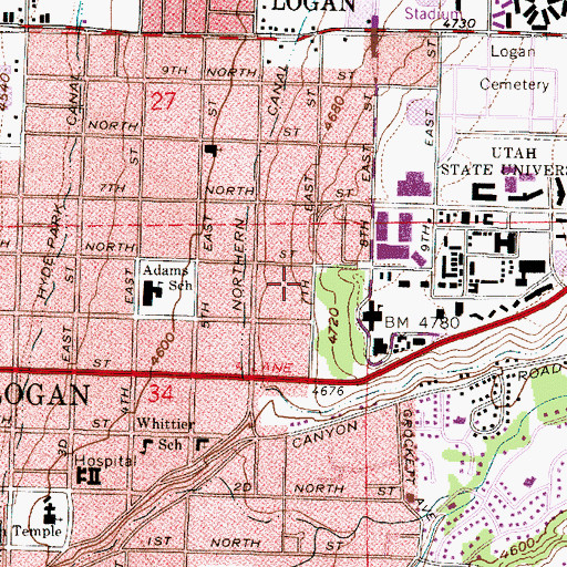 Topographic Map of Holy Trinity Lutheran Church, UT