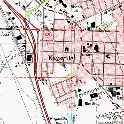 Topographic Map of Kaysville Bible Church, UT