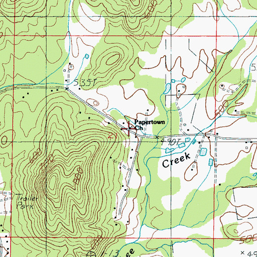 Topographic Map of Papertown Church, AL