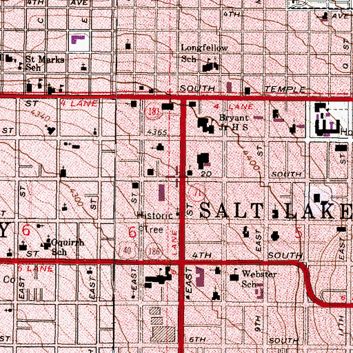 Topographic Map of Mount Tabor Lutheran Church, UT