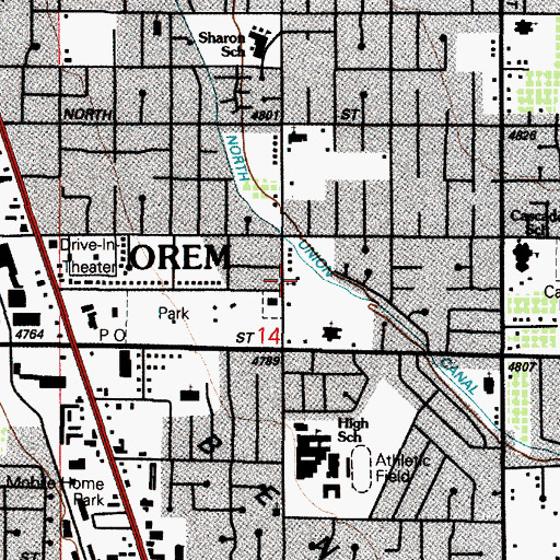 Topographic Map of Orem Community Church, UT