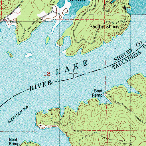 Topographic Map of Peckerwood Shoals (historical), AL
