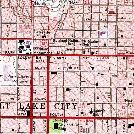 Topographic Map of Saint Marks Episcopal Cathedral, UT
