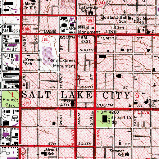 Topographic Map of Saint Pauls Catholic Chapel, UT