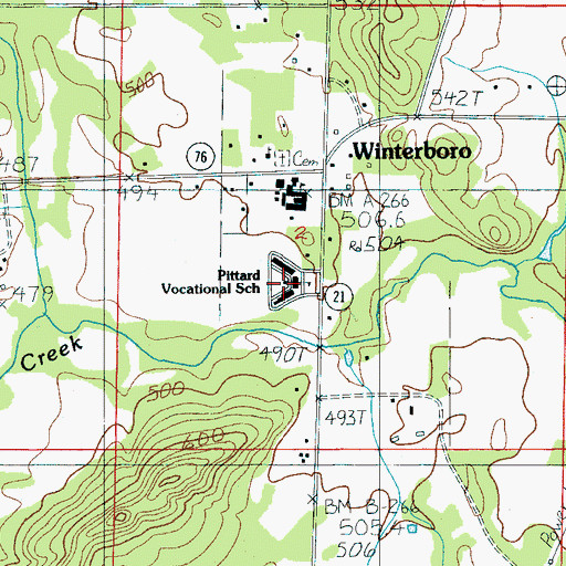 Topographic Map of Pittard Vocational School, AL