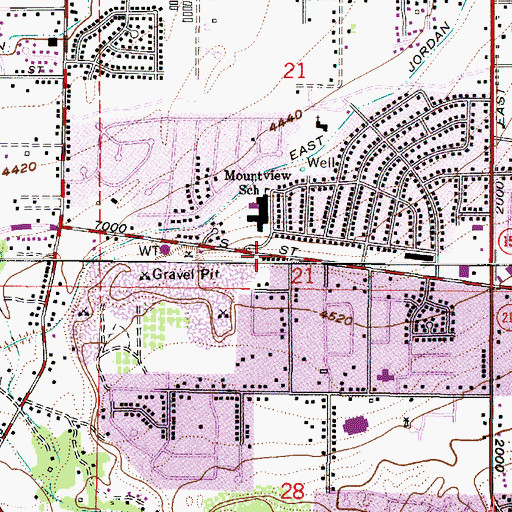 Topographic Map of Southeast Baptist Church, UT