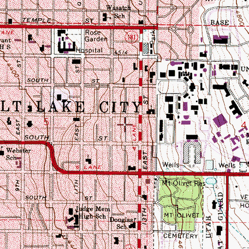 Topographic Map of University Baptist Church, UT