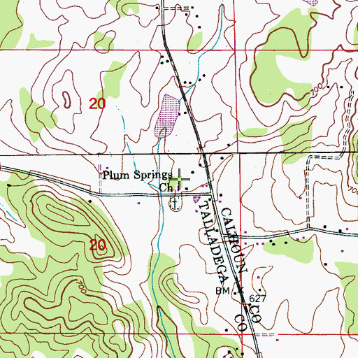 Topographic Map of Plum Spring, AL
