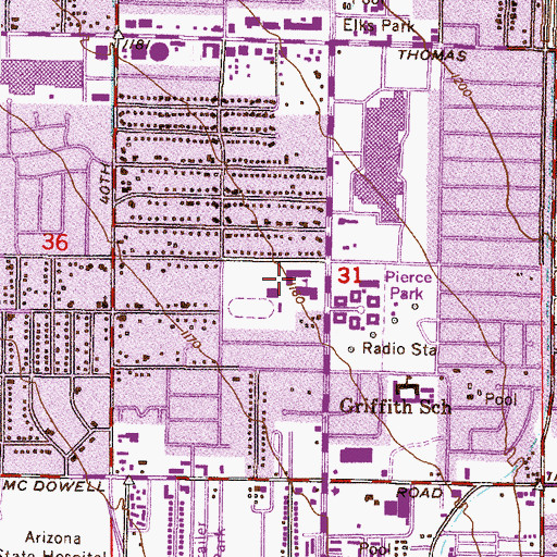 Topographic Map of Gerard High School, AZ