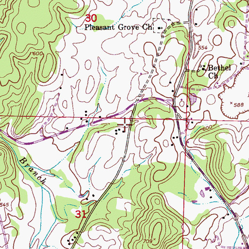 Topographic Map of Poorhouse Junction (historical), AL