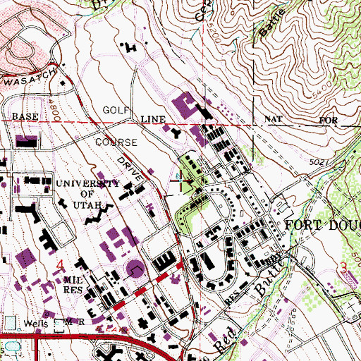 Topographic Map of Fort Douglas Post Chapel, UT