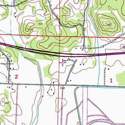 Topographic Map of Red Hill Plantation (historical), AL