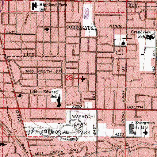 Topographic Map of The Church of Jesus Christ of Latter Day Saints, UT