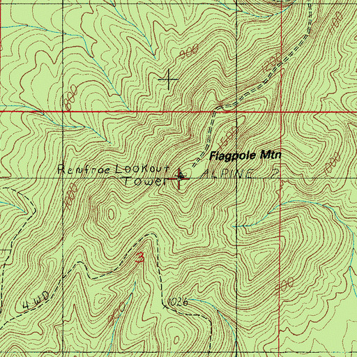 Topographic Map of Renfroe Lookout Tower, AL
