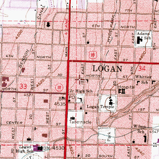 Topographic Map of The Church of Jesus Christ of Latter Day Saints, UT