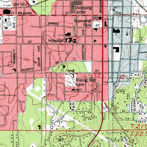 Topographic Map of Rising Star Baptist Church, AL