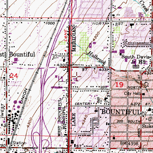 Topographic Map of Bountiful Gardens Apartment Homes, UT