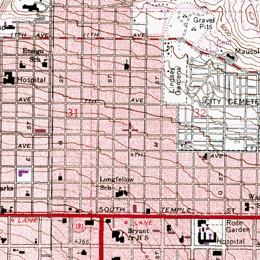 Topographic Map of Halls Fifth Avenue Condominium, UT