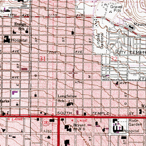Topographic Map of Mid Avenues Condominium, UT