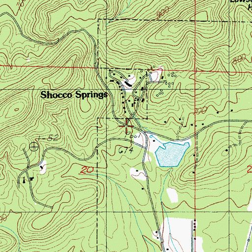 Topographic Map of Shocco Springs, AL