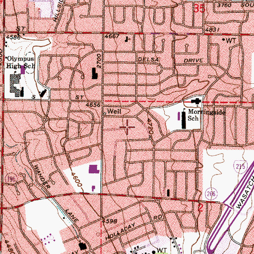 Topographic Map of Olympus View Heights, UT